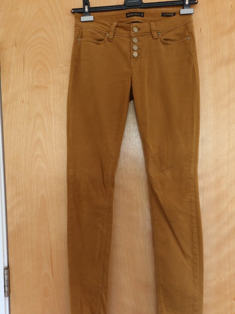 Genetic Denim The Roadie jeans in mustard yellow $228 sz 26 cotton bl 4 button